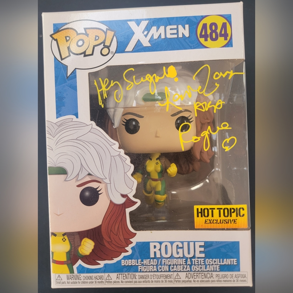 Lenore Zann signed Rogue Xmen Funko Pop #484 with Hey Sugar and Rogue ins